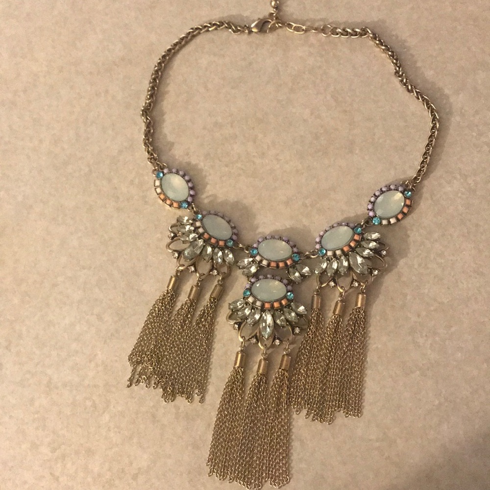 Short gold and colored stone necklace